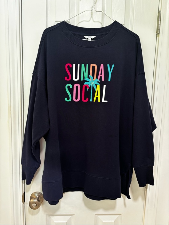crown & ivy Tops - crown & ivy Navy Crewneck Sweatshirt
